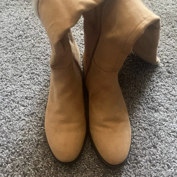 Tan Suede Knee-High Boots - Picture 4 of 12